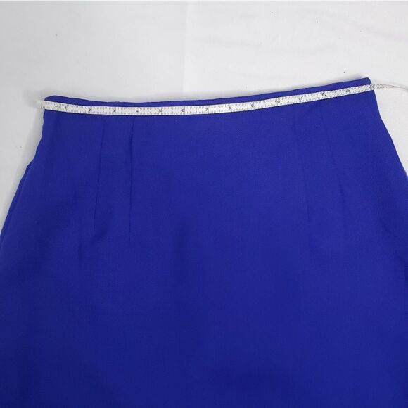 VINTAGE 90s royal blue skirt elastic waist knee length pencil M - Picture 10 of 12